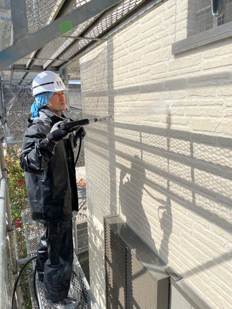 熊本市西区O様邸　外壁　高圧洗浄　状況