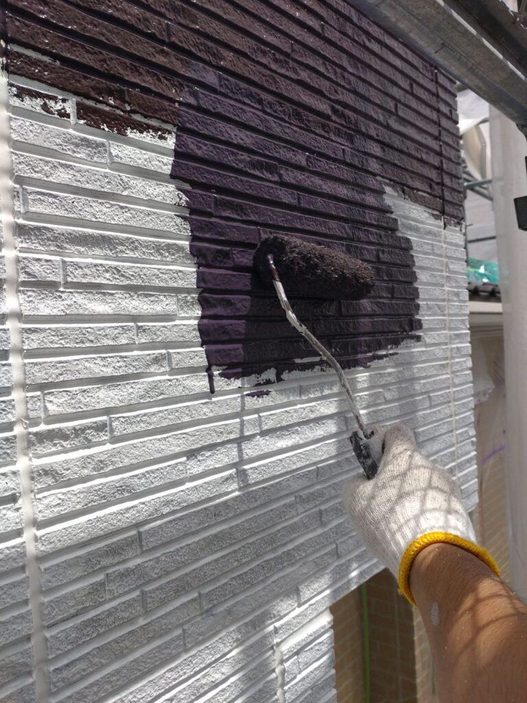 熊本市中央区O様邸外壁中塗り状況