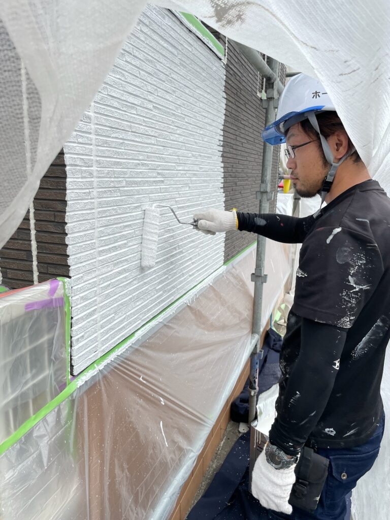熊本市中央区O様邸外壁下塗り状況
