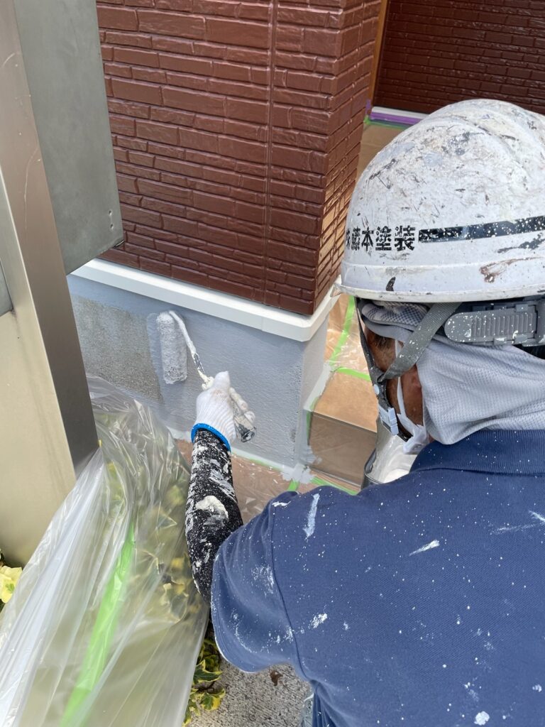 熊本市北区S様邸基礎巾木塗装状況